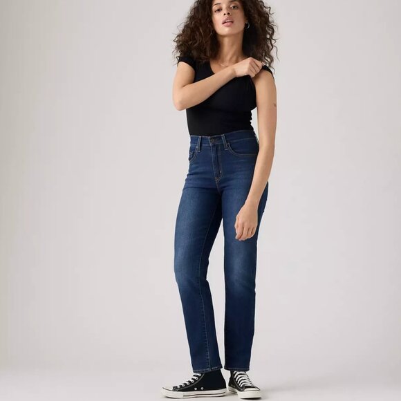 Levi's 724 High Rise Straight Leg Jeans Dark Blue Wash Women's Size 26 Long - Picture 1 of 11